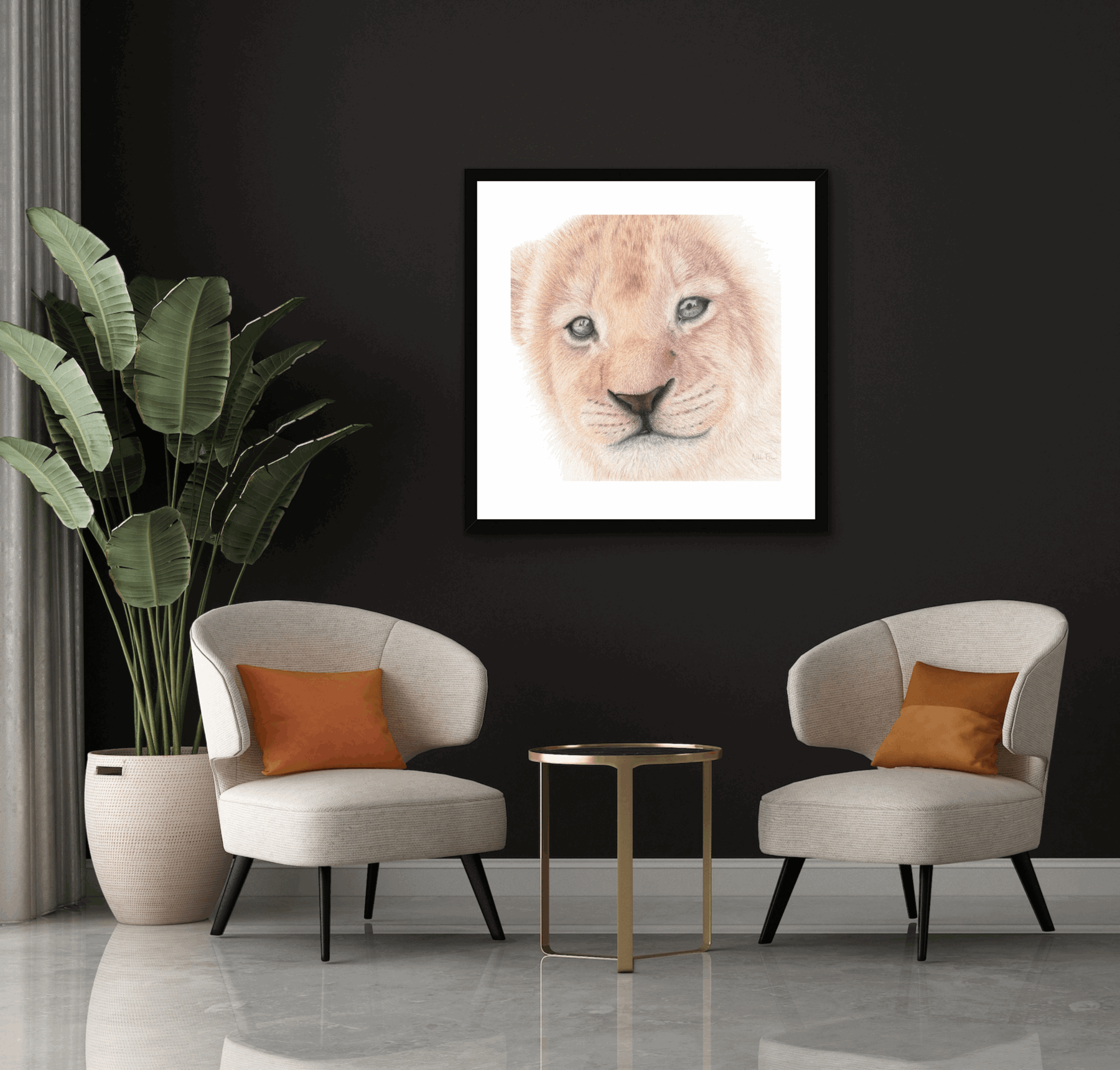 Lion cub  print room mock up