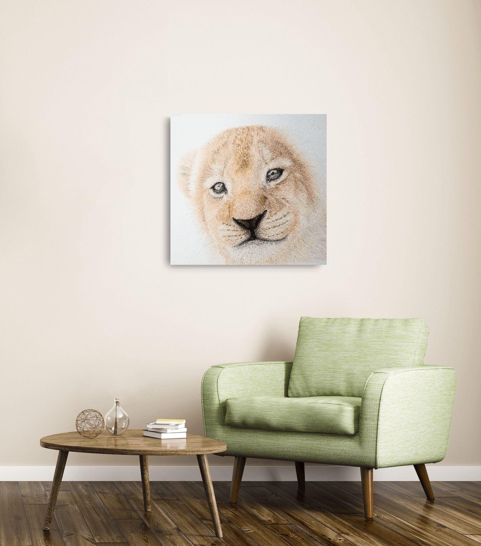 Lion cub canvas room mockup